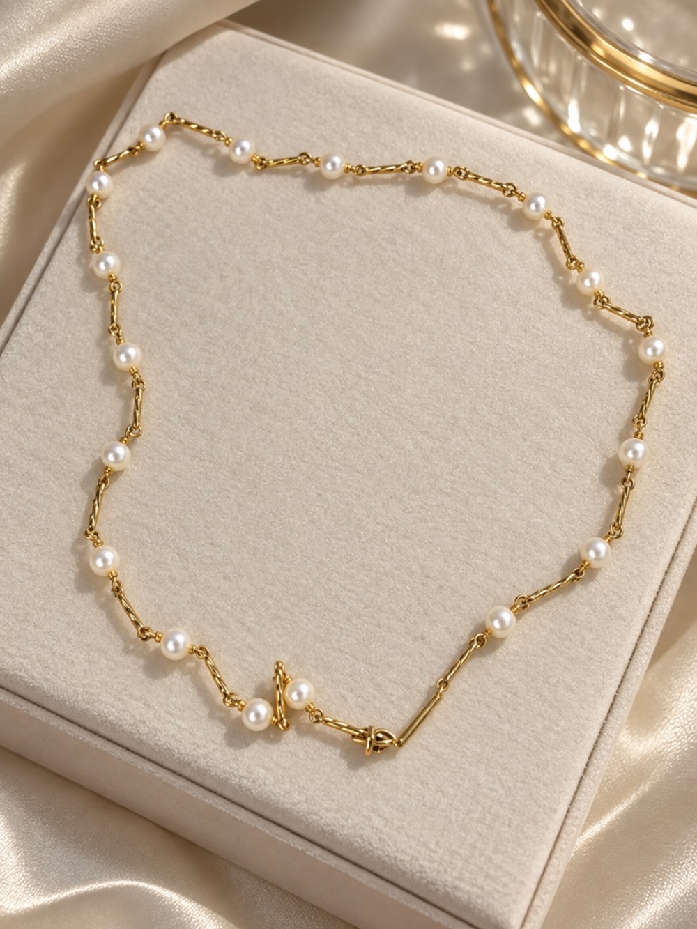 Rare John Elliott x M·A·R·S 18K Gold & Pearl Station Necklace (19")